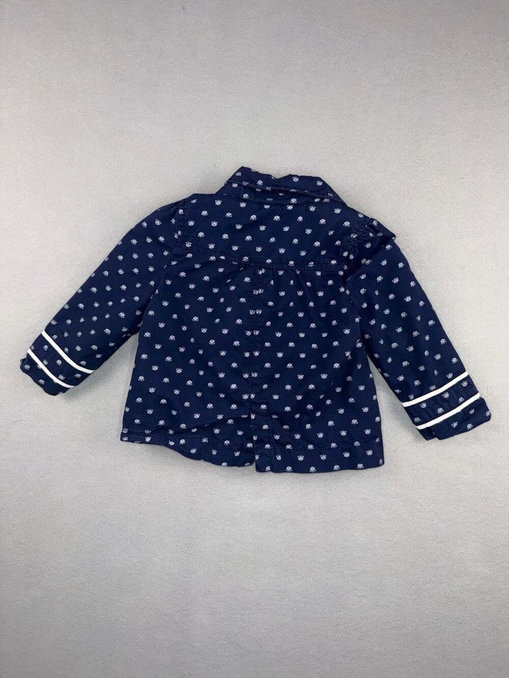 Cherokee Jacket 12M Navy White Floral Print Double Breasted - Picture 9 of 9